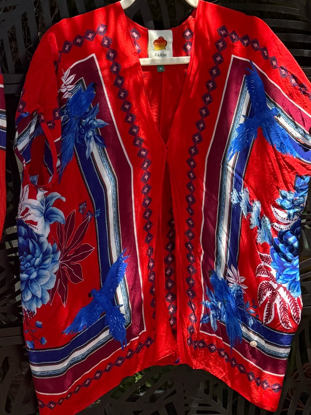 Farm Rio Macaw Scarf Red White Blue Two Piece Set XL - Picture 12 of 13